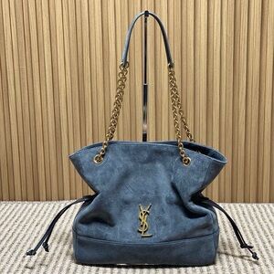 Yves Saint Laurent Slate Blue Shoulder Bag with Gold Chain